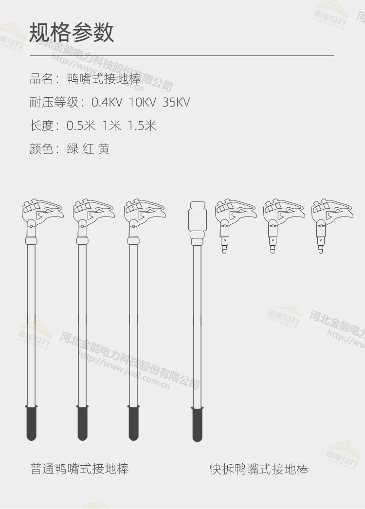 鴨嘴式接地棒綠色黃色紅色螺旋快拆結構靈活應用規格